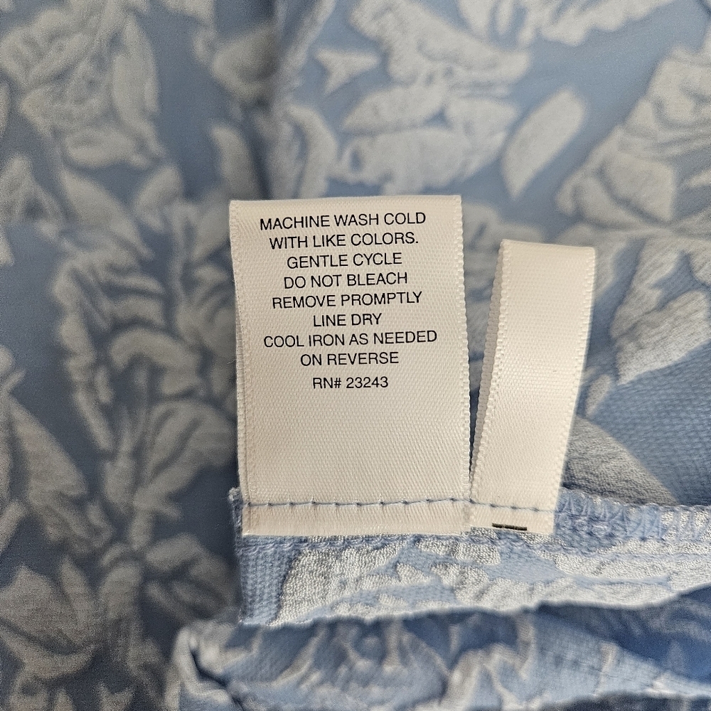 NY&C New York Company Shift Dress Blue Floral Long Sleeve Button Back Medium - Picture 8 of 8